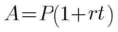 A equals P times open paren 1 plus r t close paren