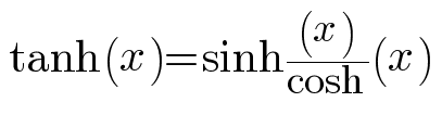 tanh of x equals sinh of x over cosh of x